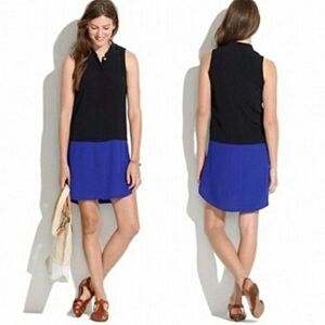Madewell Black and Blue Colorblock Sleeveless Shirt Dress Size Small